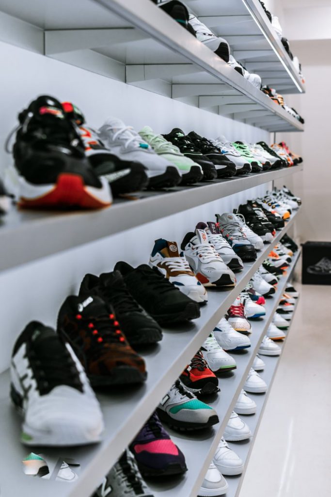 sneaker proxies assorted-color shoe display