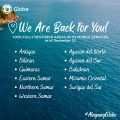 Globe services resumed in Antique, Biliran, Guimaras, and all of Samar; Dinagat Islands, Siargao and Surigao City are now connected 2