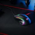 black and blue corded computer mouse