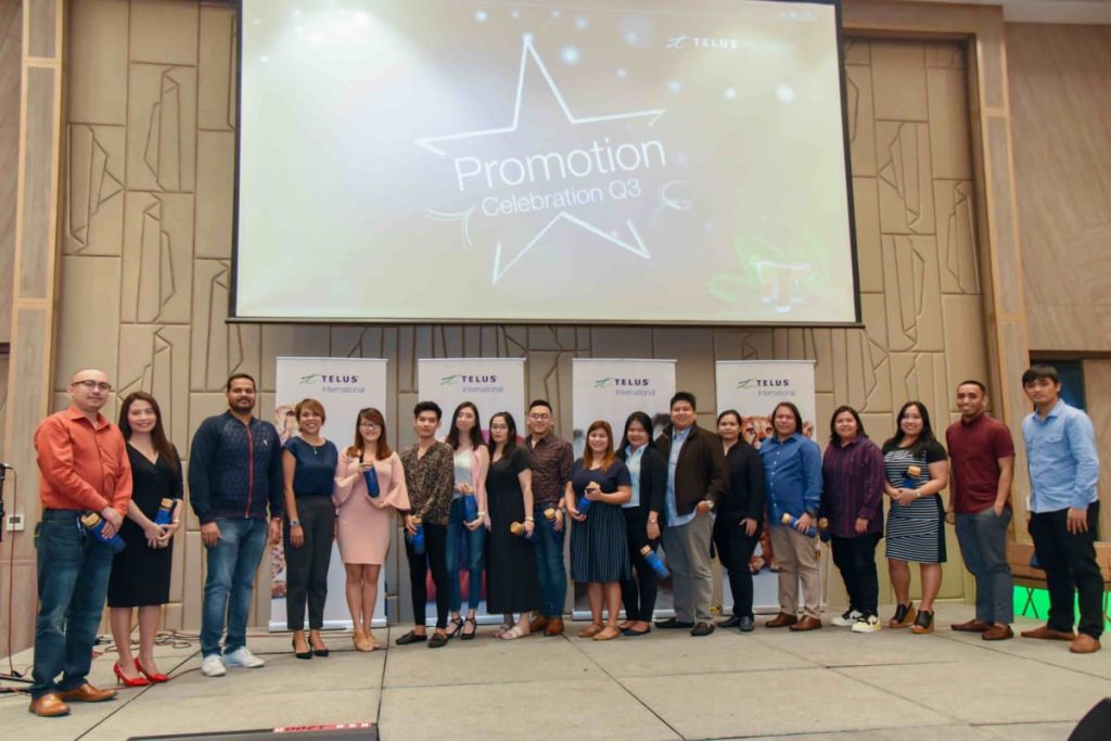 TELUS International Philippines holds promotion dinners to celebrate career milestones of team members. These quarterly celebrations recognize the effort of team members who have shown growth through TIP’s talent development initiatives.  