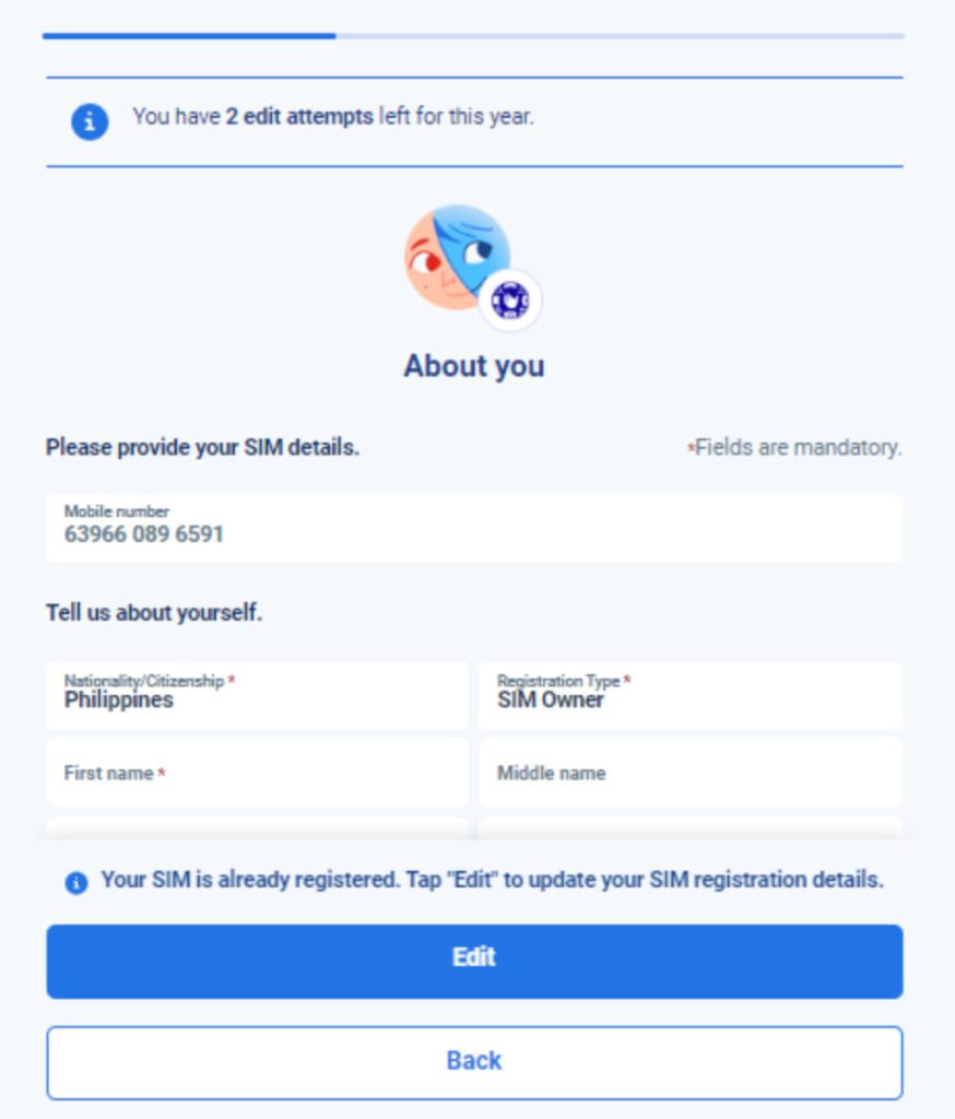 SIM registration