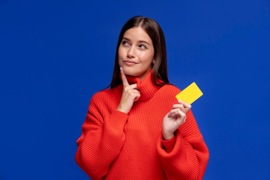 woman with a card