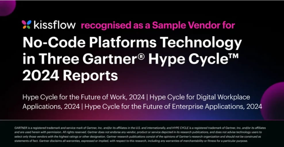 Kissflow identified as a Sample Vendor for No-Code Platforms technology