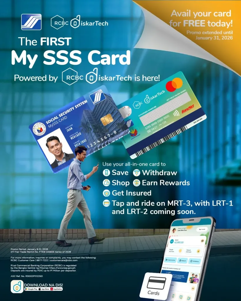 Avail the MySSS Card Powered by RCBC DiskarTech for FREE This January 1 Avail the MySSS Card Powered by RCBC DiskarTech for FREE This January
