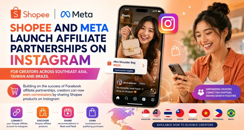 Shopee and Meta Launch Affiliate Partnerships on Instagram for Creators Across Southeast Asia, Taiwan and Brazil