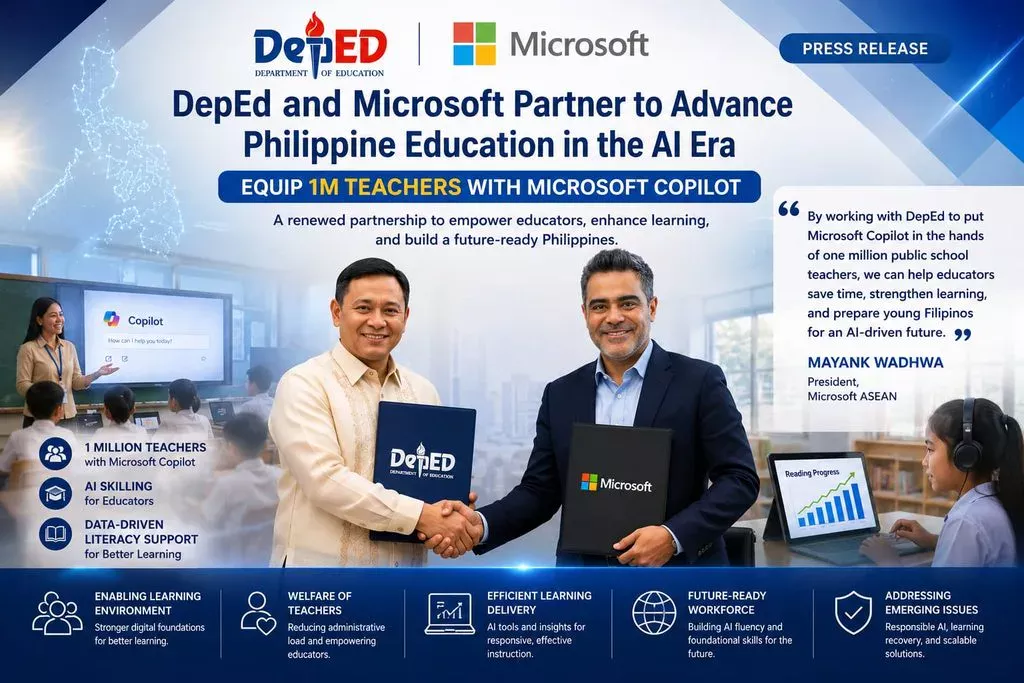 DepEd and Microsoft Partner to Advance Philippine Education in the AI Era, Equip 1M Teachers with Microsoft Copilot 1 DepEd and Microsoft Partner to Advance Philippine Education in the AI Era, Equip 1M Teachers with Microsoft CopilotÂ